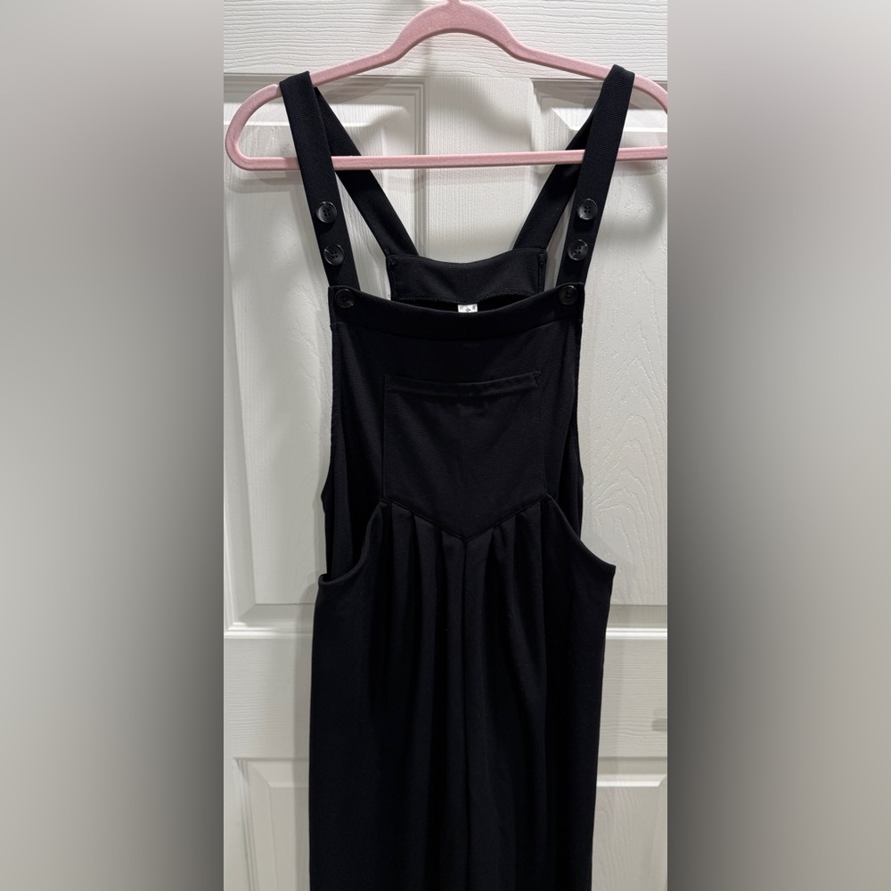 HALARA Black Wide Leg Overall Jumpsuit Size Medium NWT Adjustable Straps Pockets - Picture 5 of 15